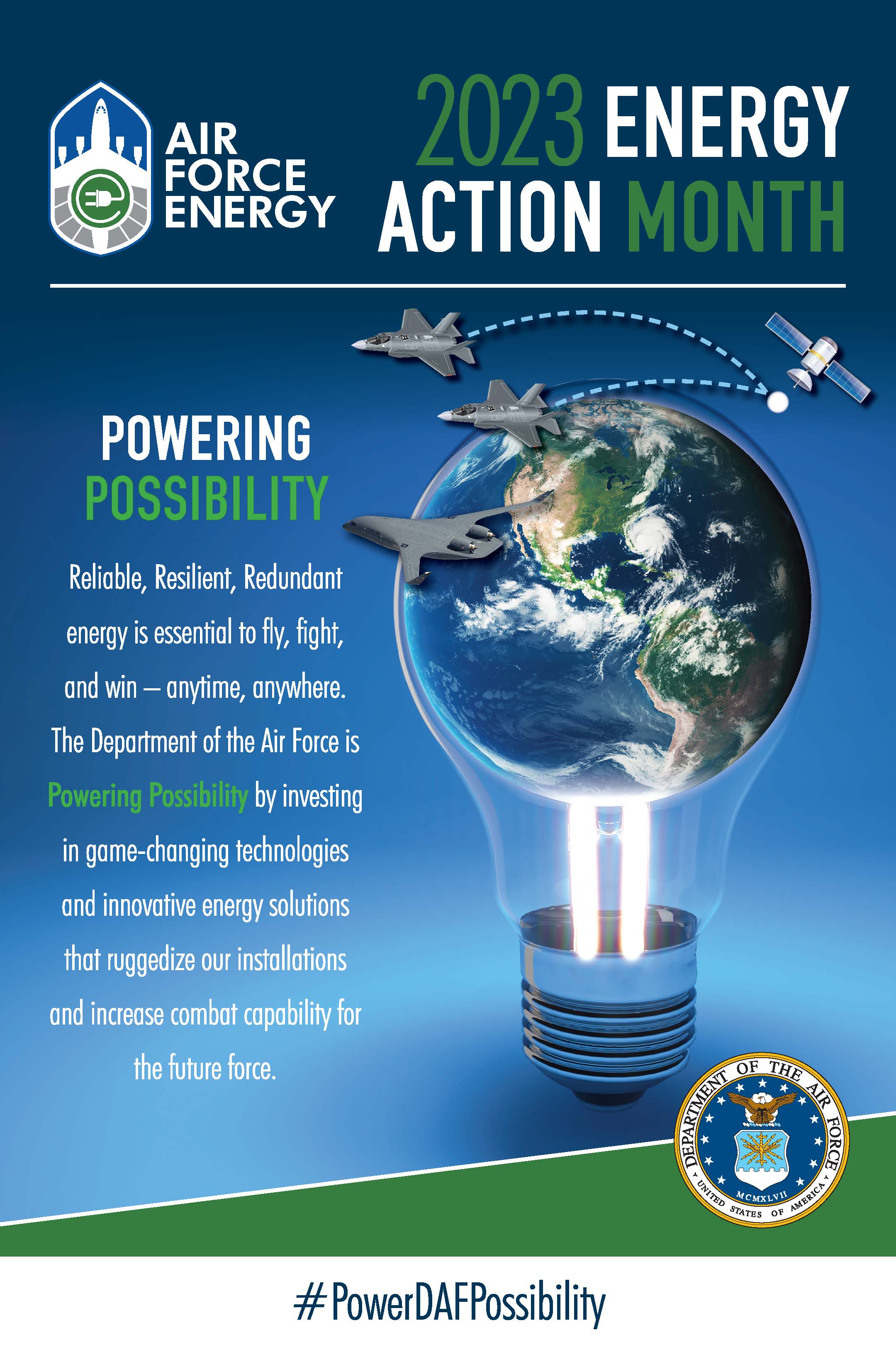 Planes Flying over a globe in Energy Action Month Poster 